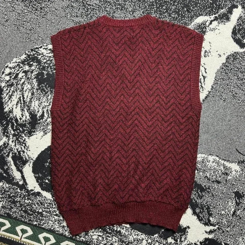 Boundary Waters‎ Mens XL Burgundy Black Chevron Zig Zag V-Neck Sweater Vest